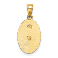 14K Two-Tone Gold Lady of Guadalupe Polished Pendant with Rhodium Accents