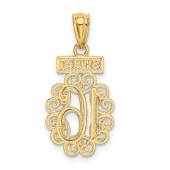 14K Gold and Rhodium Sweet 16 Filigree Pendant  Polished, Elegant Design