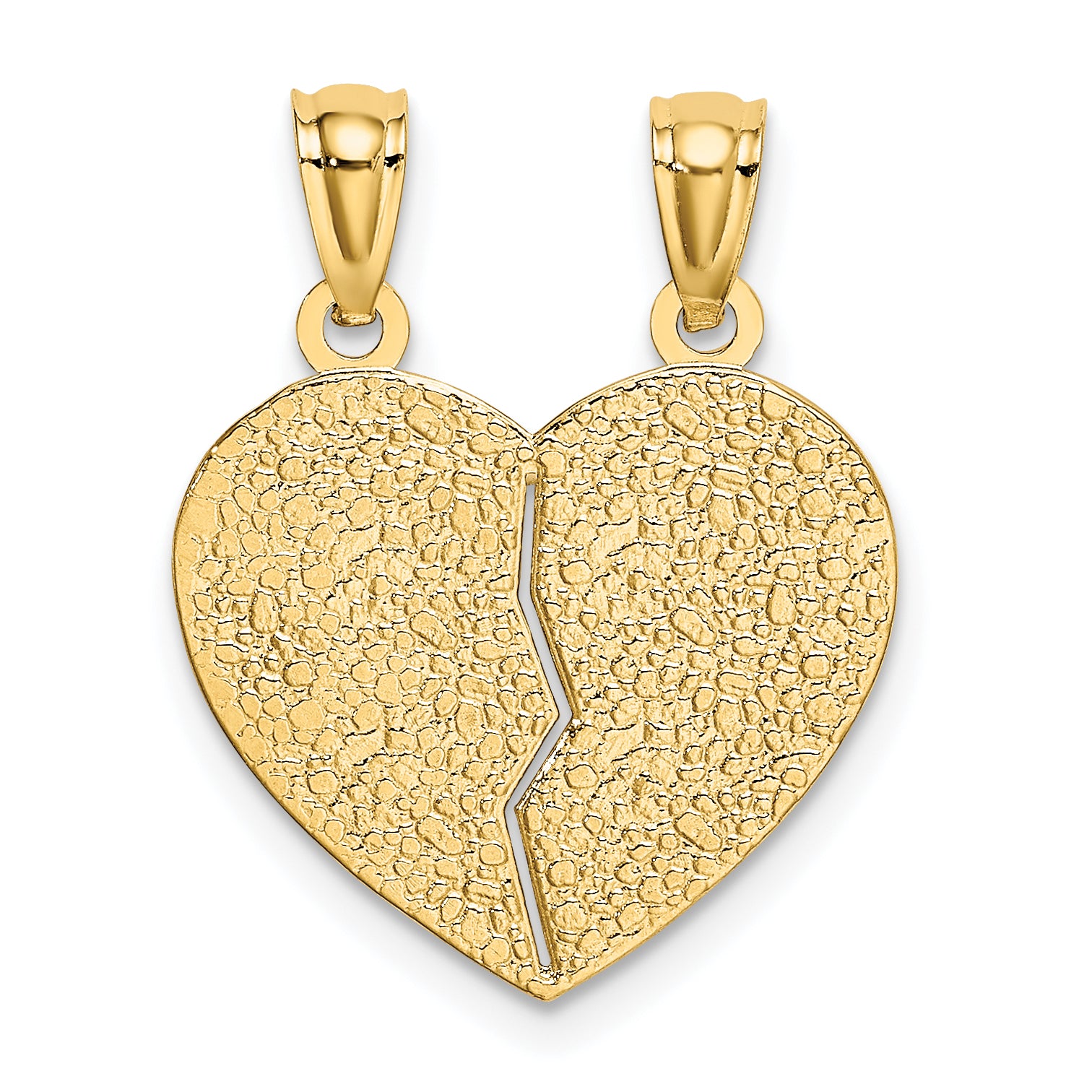 14k Satin and Polished DAUGHTER-MOM Break Apart Heart Pendant