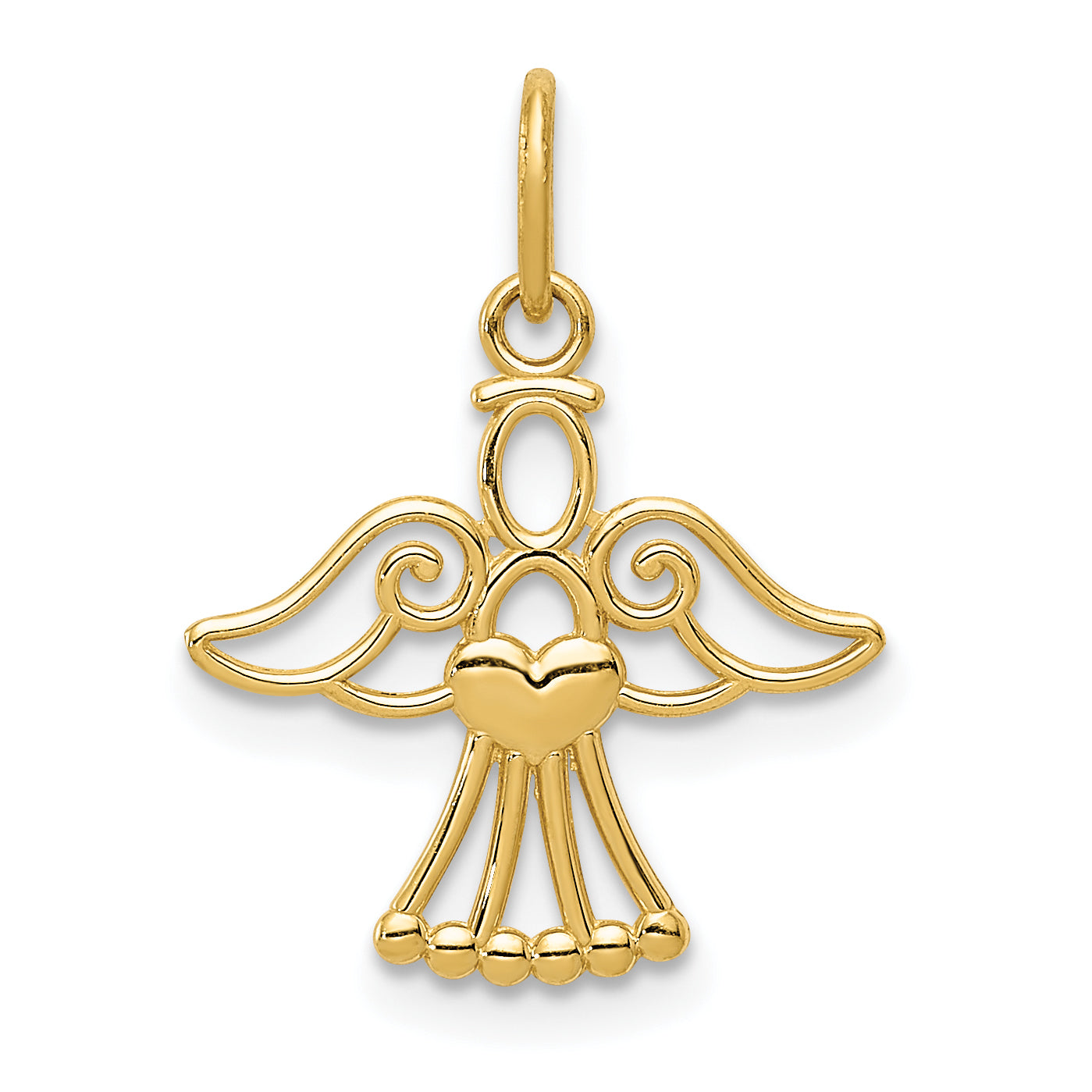 14k Polished Small Angel w/Heart Pendant