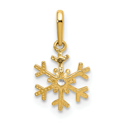 14K Gold Polished Cubic Zirconia Snowflake Charm  Elegant Winter Design