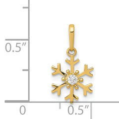 14K Gold Polished Cubic Zirconia Snowflake Charm  Elegant Winter Design