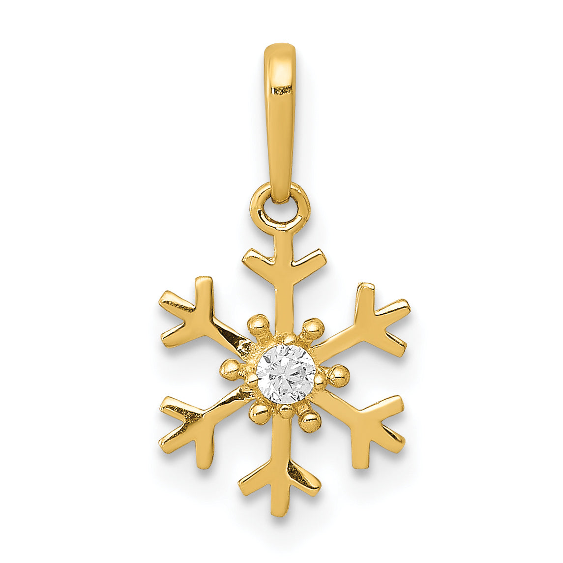 14k Polished CZ Snowflake Charm