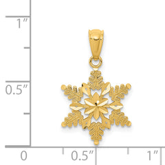 14K Gold Diamond-Cut Snowflake Pendant with Polished Finish