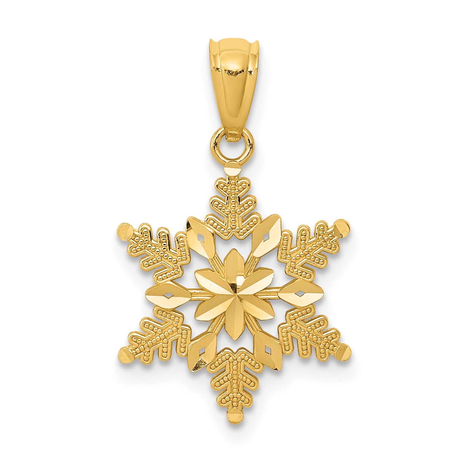 14k Diamond-cut Polished Snowflake Pendant