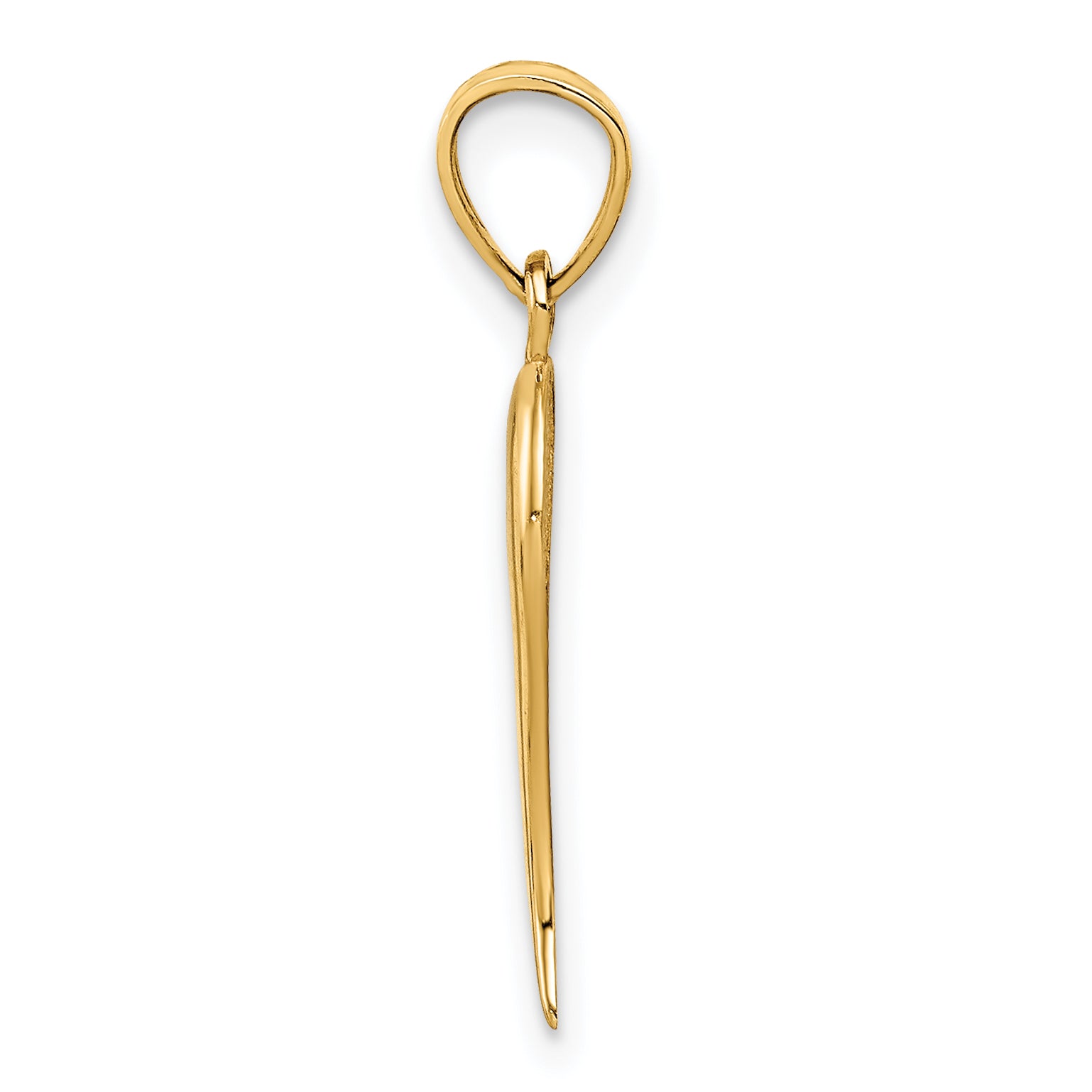 14K Gold Italian Horn Pendant with Polished 3D Design for Timeless Elegance