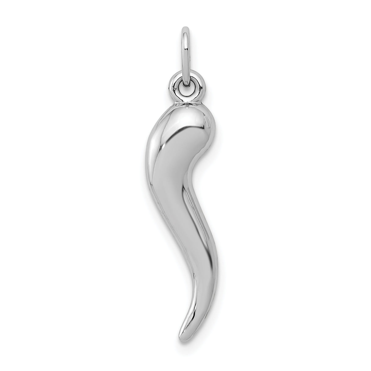 14k White Gold 3D Italian Horn Charm