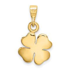 14K Gold Four Leaf Clover Pendant with Polished and Textured Finish