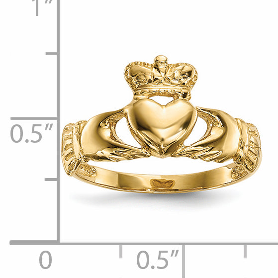 14k Polished Claddagh Ring