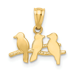 14k Polished Three Birds on a Branch Pendant