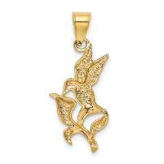 14k Polished Hummingbird w/Flower Pendant