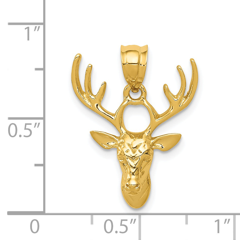 14k Polished Deer Head Pendant