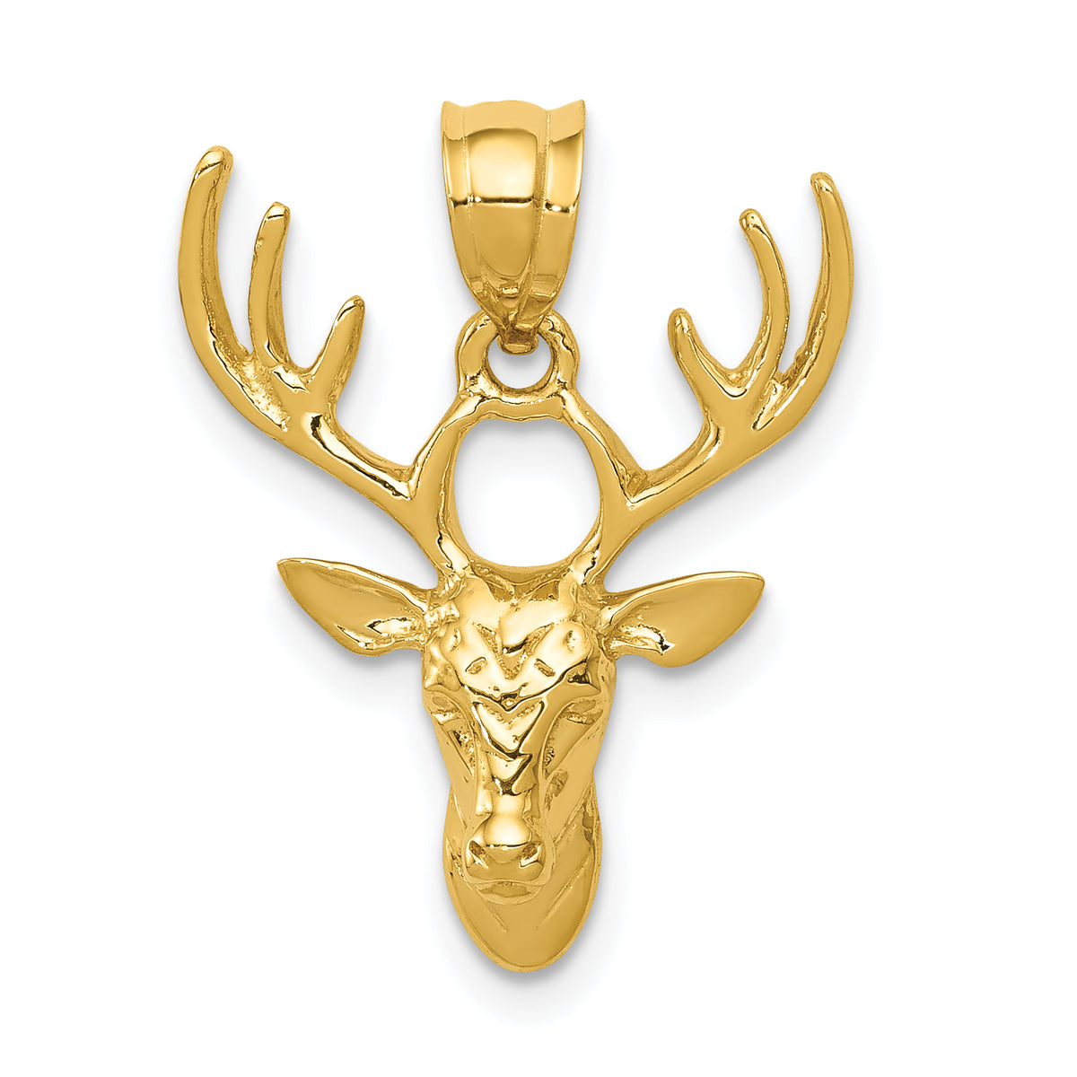 14k Polished Deer Head Pendant