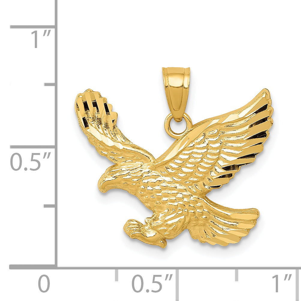 14k Diamond-cut Eagle Pendant