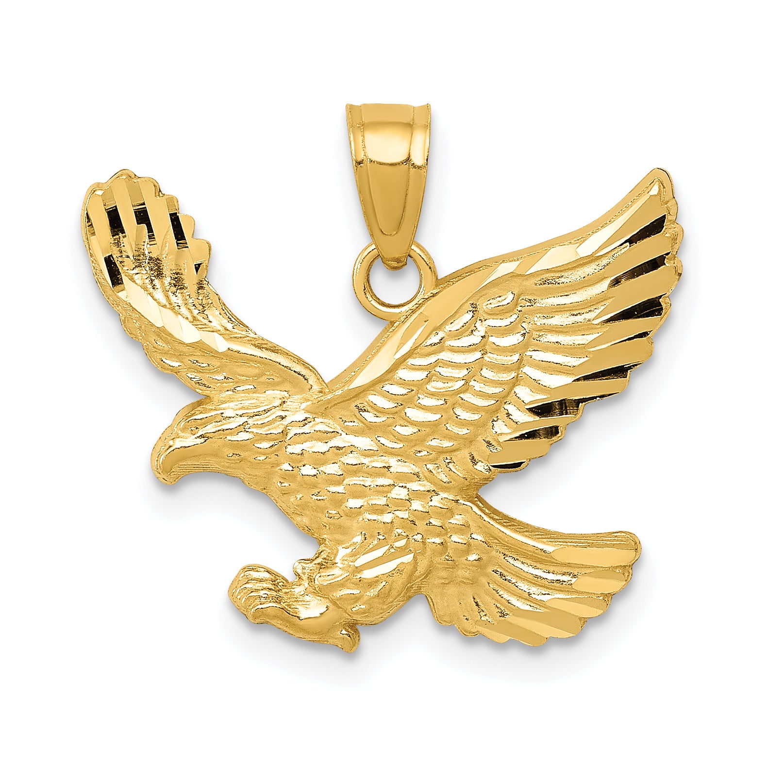 14k Diamond-cut Eagle Pendant