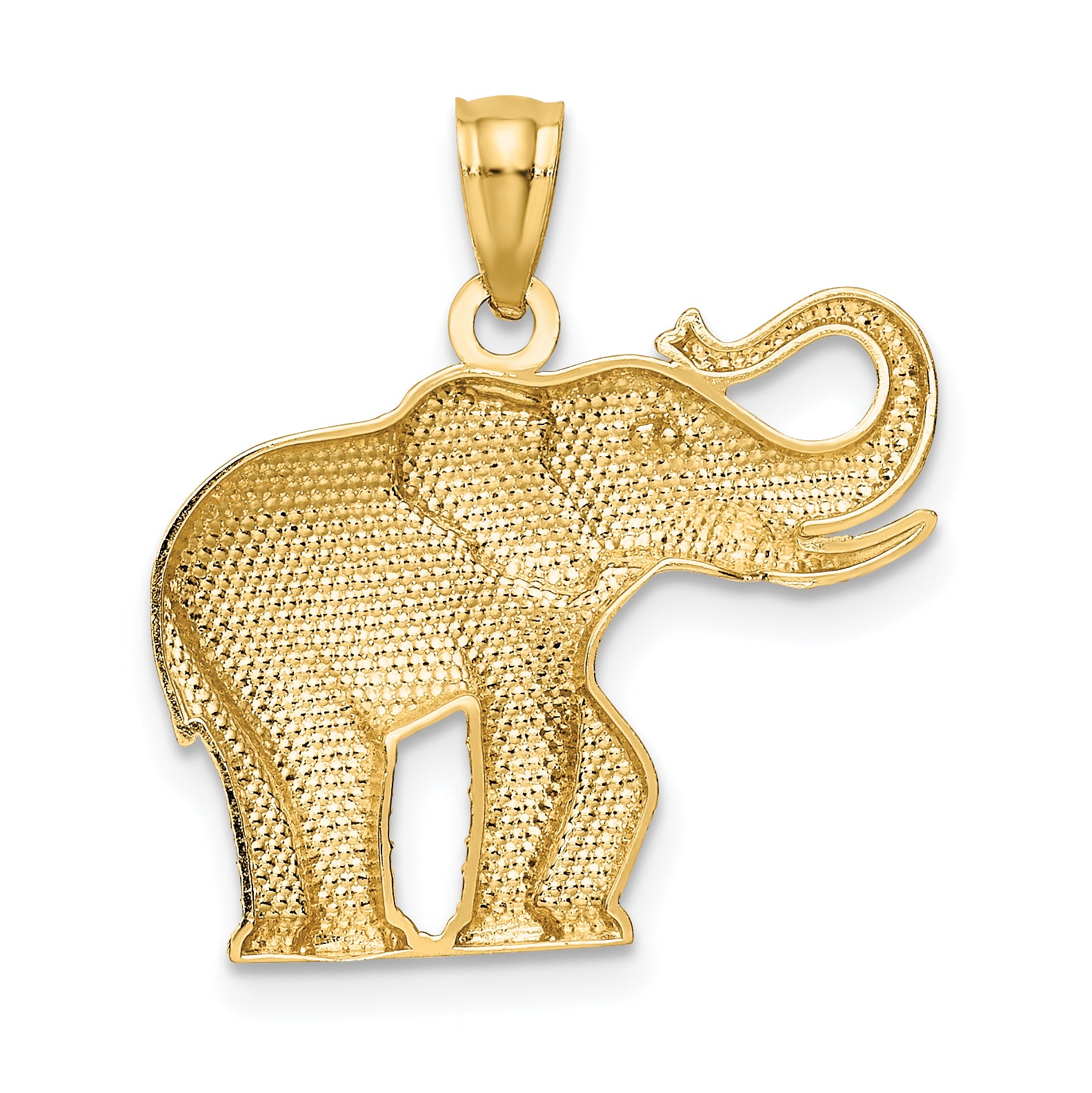 **14K Gold Elephant Pendant with Polished & Satin Finish Men's Stylish Charm**