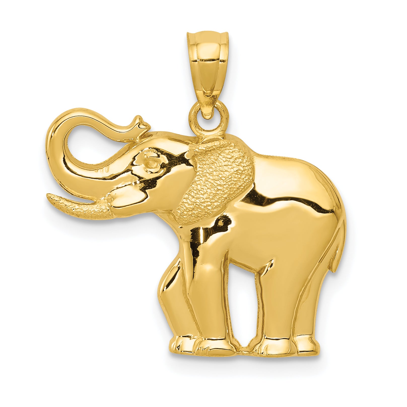 14k Polished / Satin Elephant Pendant