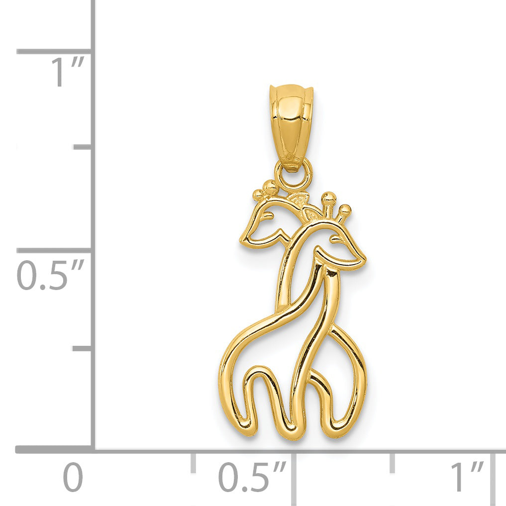 14K Polished Interlocking Giraffes Pendant