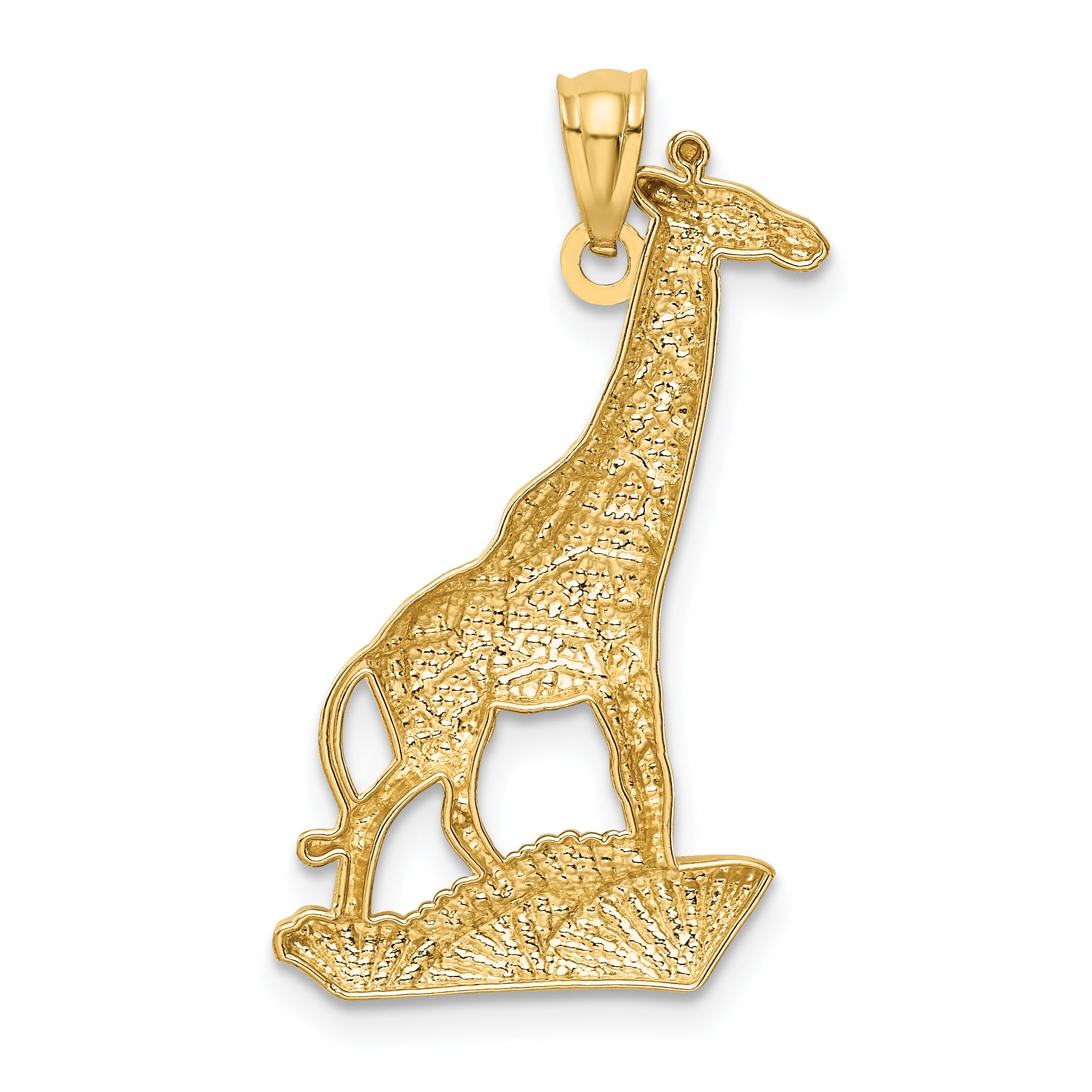 14k w/Rhodium Diamond-cut Polished Giraffe Pendant