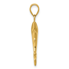 14K Gold Dolphin Pair Pendant with Polished Finish  Elegant and Themed