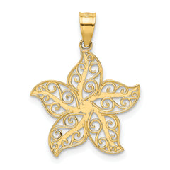 14k Polished Filigree Starfish Pendant