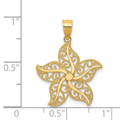 14k Polished Filigree Starfish Pendant