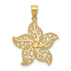 14k Polished Filigree Starfish Pendant