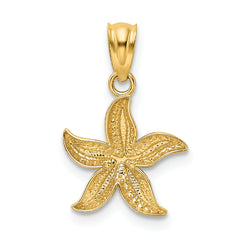 14k with White Rhodium Diamond-cut Starfish Pendant