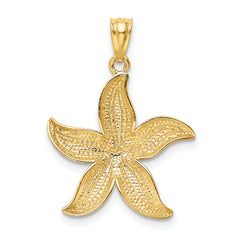 14k with White Rhodium Diamond-cut Starfish Pendant