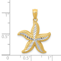 14k with White Rhodium Diamond-cut Starfish Pendant