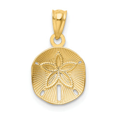 14k Satin Diamond-cut Sand Dollar Pendant