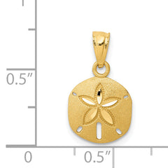 14k Satin Diamond-cut Sand Dollar Pendant