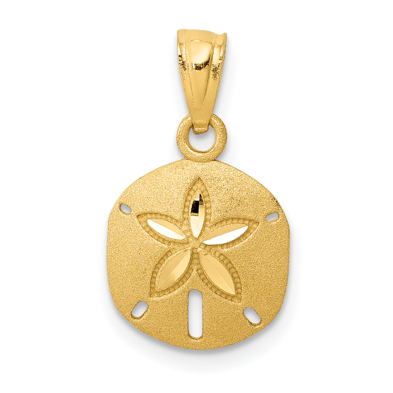 14k Satin Diamond-cut Sand Dollar Pendant