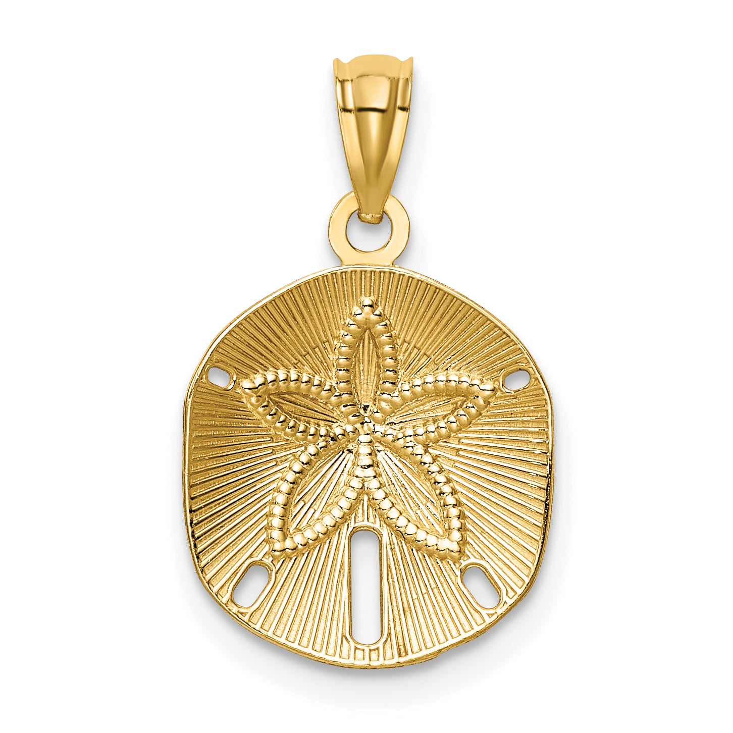 14k Satin Diamond-cut Sand Dollar Pendant