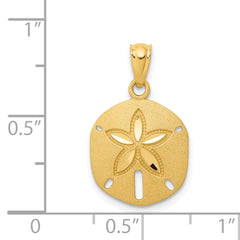 14k Satin Diamond-cut Sand Dollar Pendant