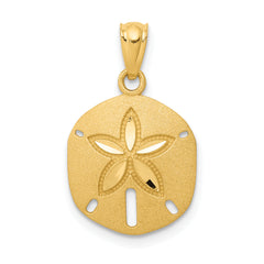 14k Satin Diamond-cut Sand Dollar Pendant