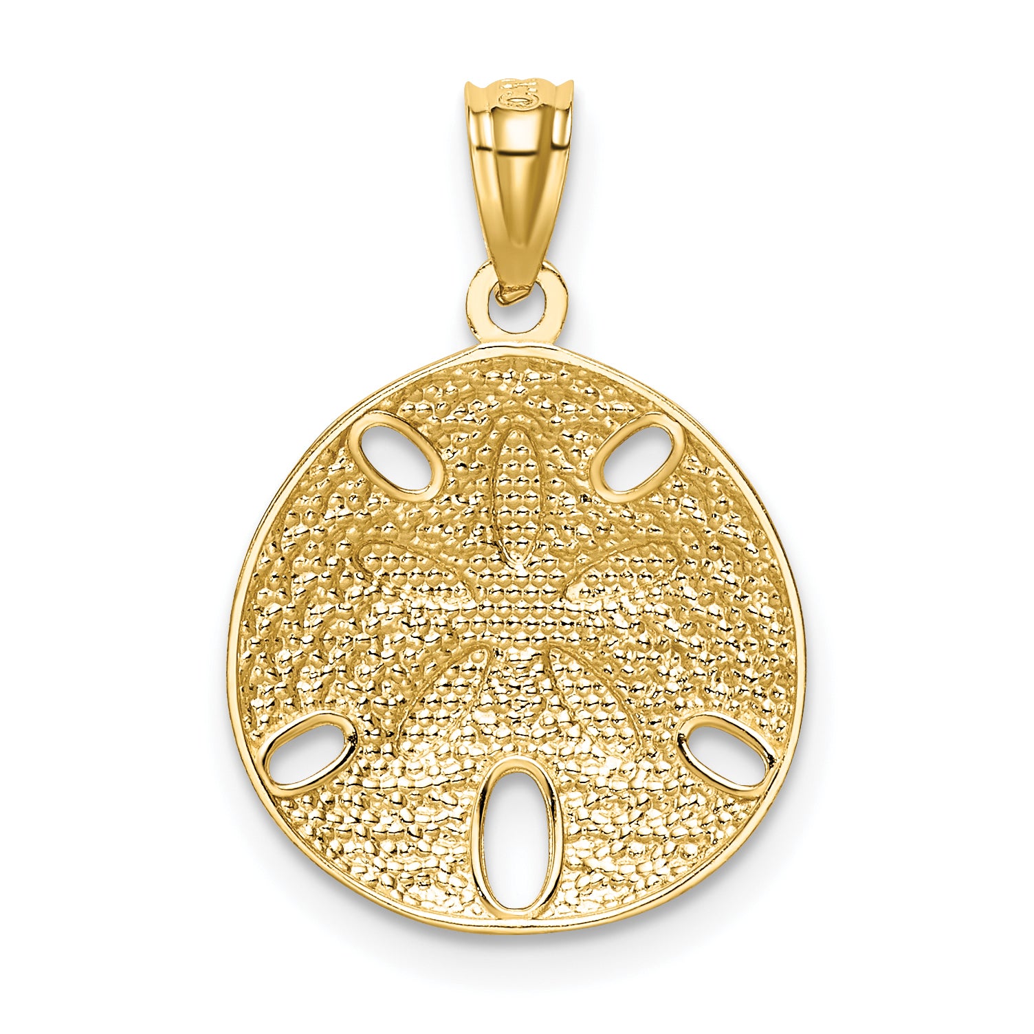 14k w/Rhodium Diamond-cut Polished Sand Dollar Pendant