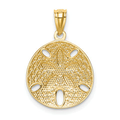 14k w/Rhodium Diamond-cut Polished Sand Dollar Pendant