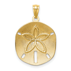 14k Satin Diamond-cut Sand Dollar Pendant