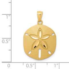 14k Satin Diamond-cut Sand Dollar Pendant