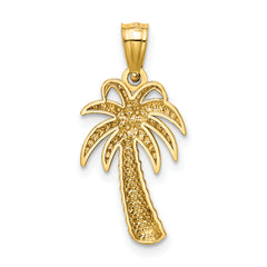 14k Textured Polished Palm Tree Pendant