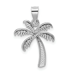 14k White Gold Polished Palm Tree Pendant