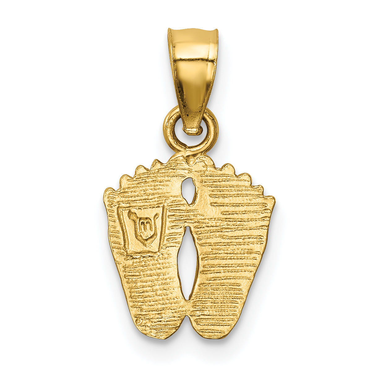 14k Satin Diamond-cut Footprints Pendant