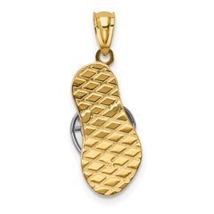 14K Yellow and Rose Gold Sandal Pendant with Rhodium Accents and Polished Finish