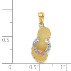 14K Yellow and Rose Gold Sandal Pendant with Rhodium Accents and Polished Finish