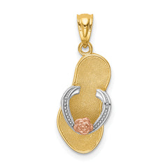 14K Yellow and Rose Gold w/Rhodium Sandal Pendant