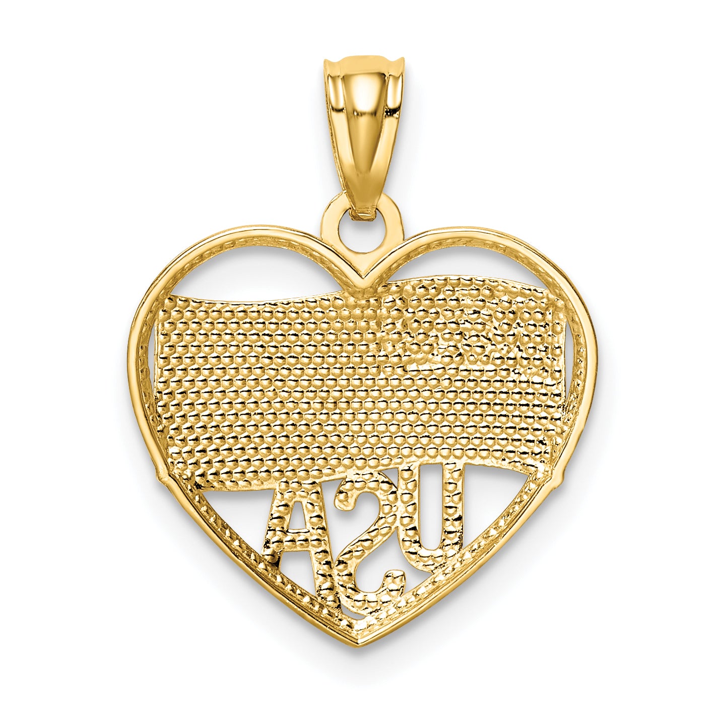 14K Gold Rhodium Heart Pendant with American Flag Design