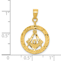 14k Polished and Diamond-cut Masonic Symbol Pendant