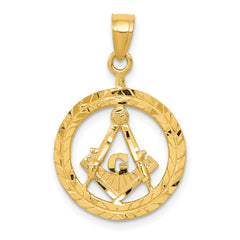 14k Polished and Diamond-cut Masonic Symbol Pendant