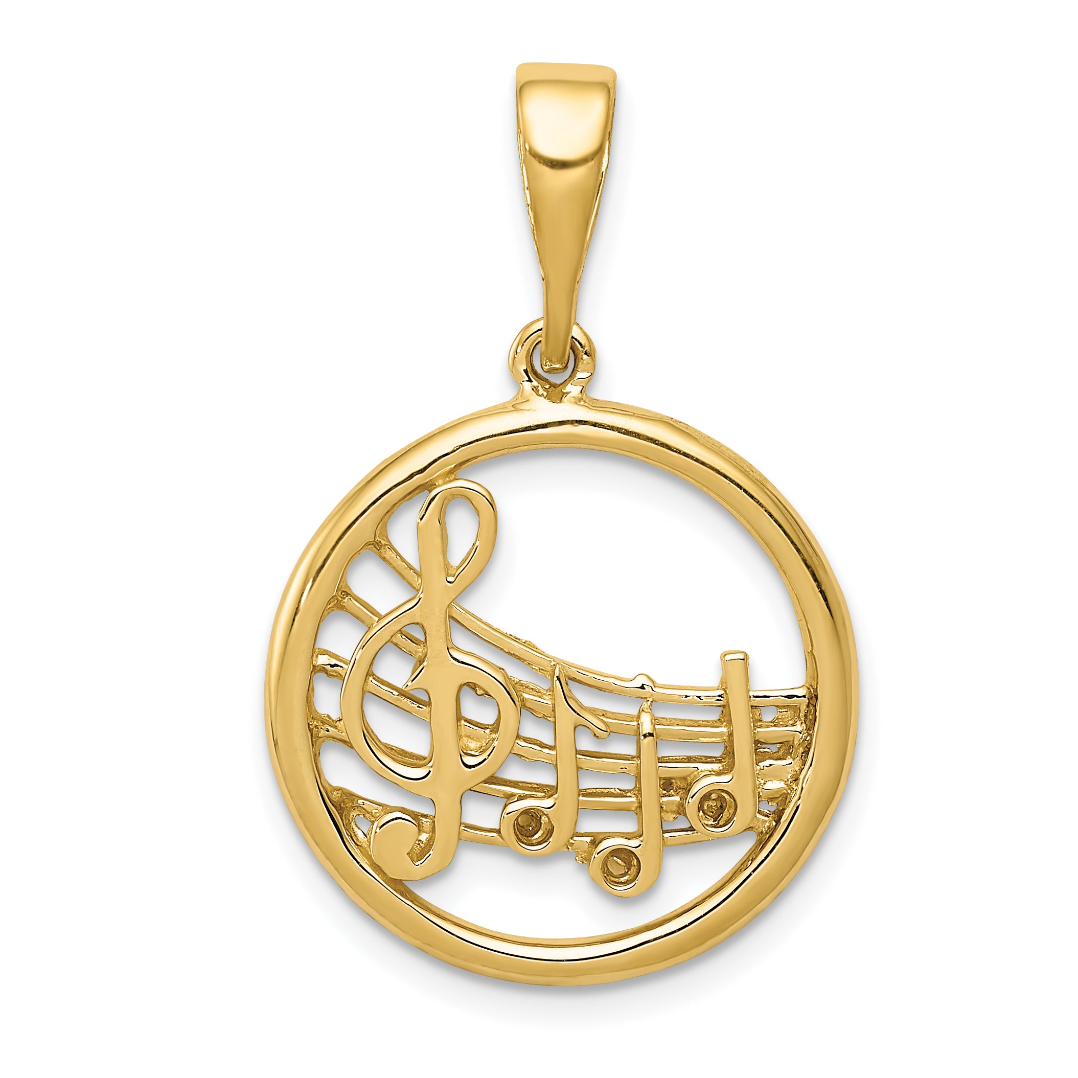 14k Gold Polished Musical Notes Pendant